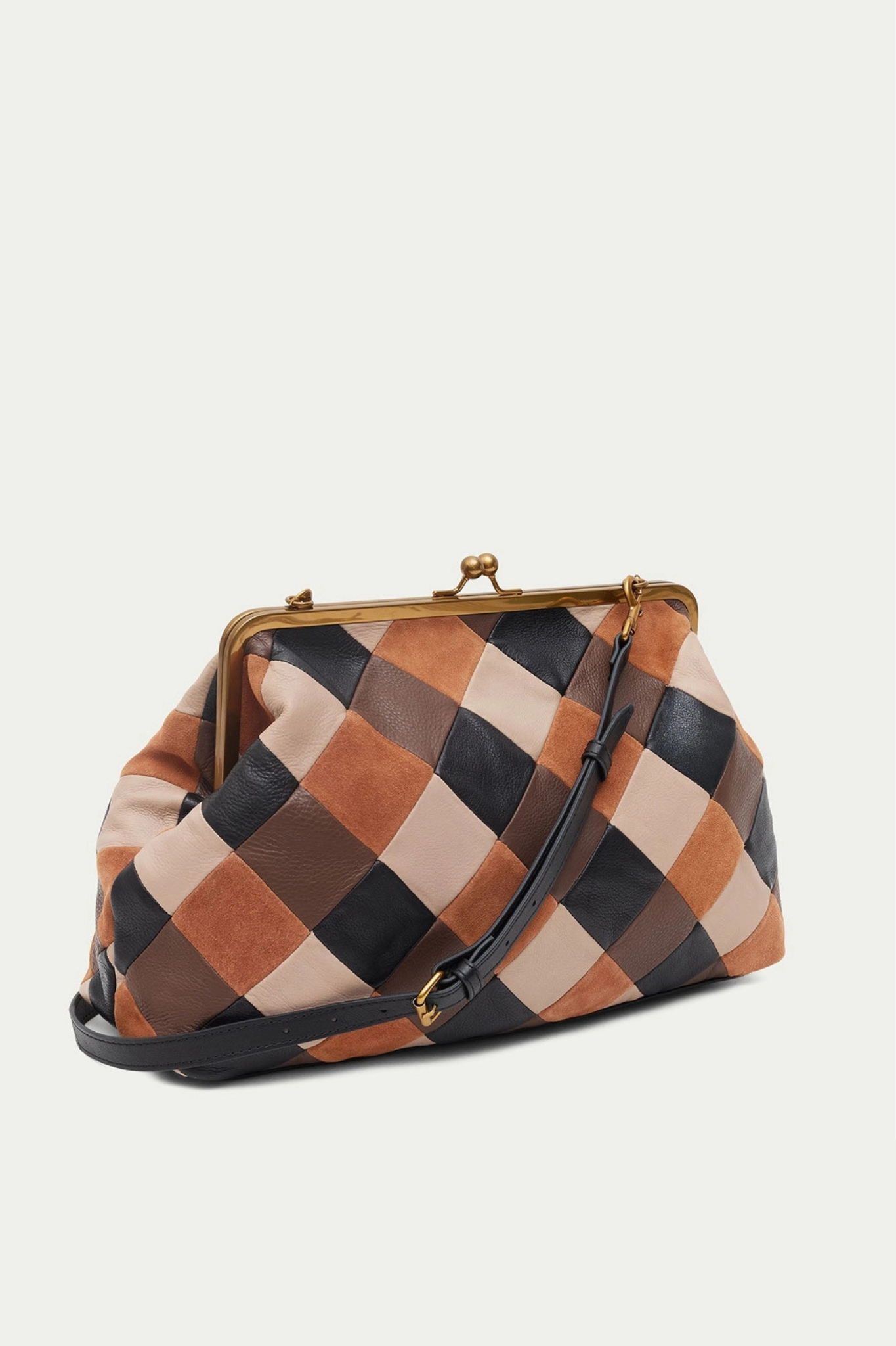 Grace Black Patchwork Oversized Clutch