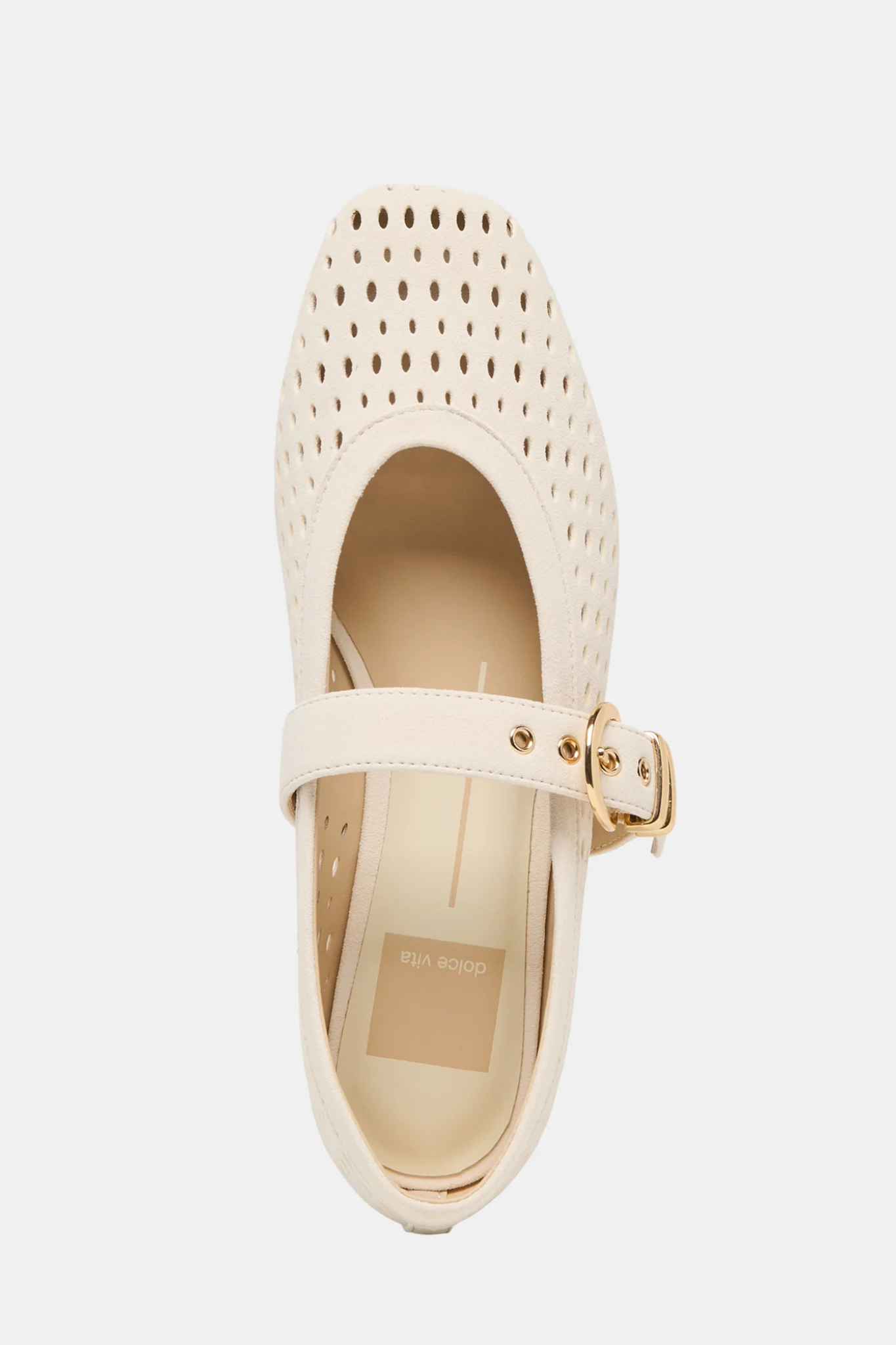 Mikel Creme Perforated Suede Ballet Flat