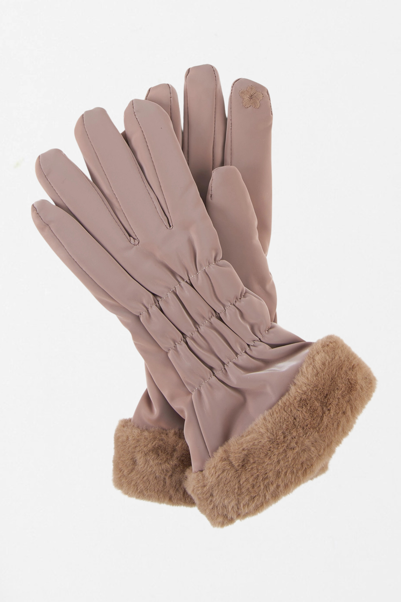 Rosy Taupe Faux Fur Cuff Gloves
