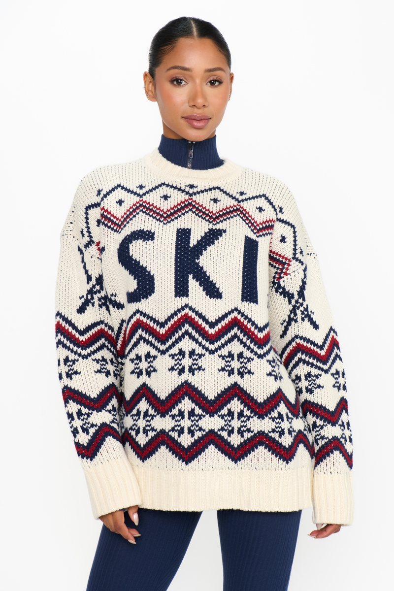 Ski In Cream Knit Sweater