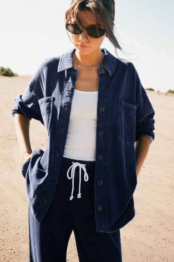 All Day Indigo Denim Knit Jacket