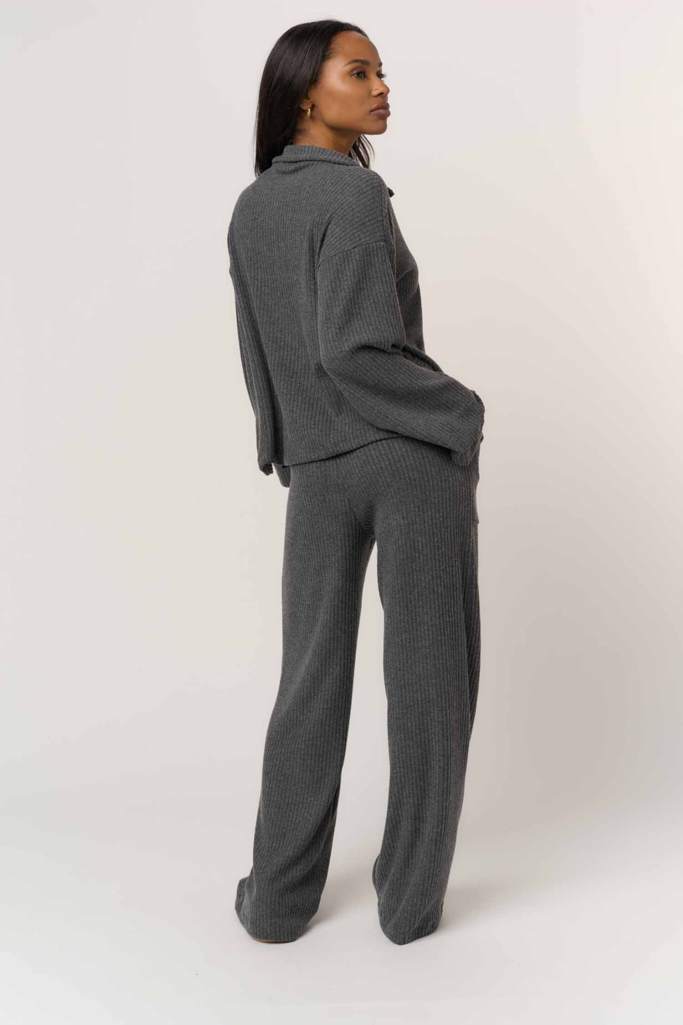 Shea Charcoal Brushed Rib Pullover
