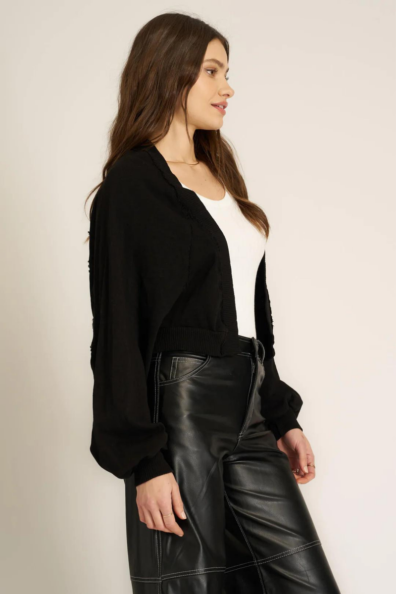 Nieves Black Seamed Shrug