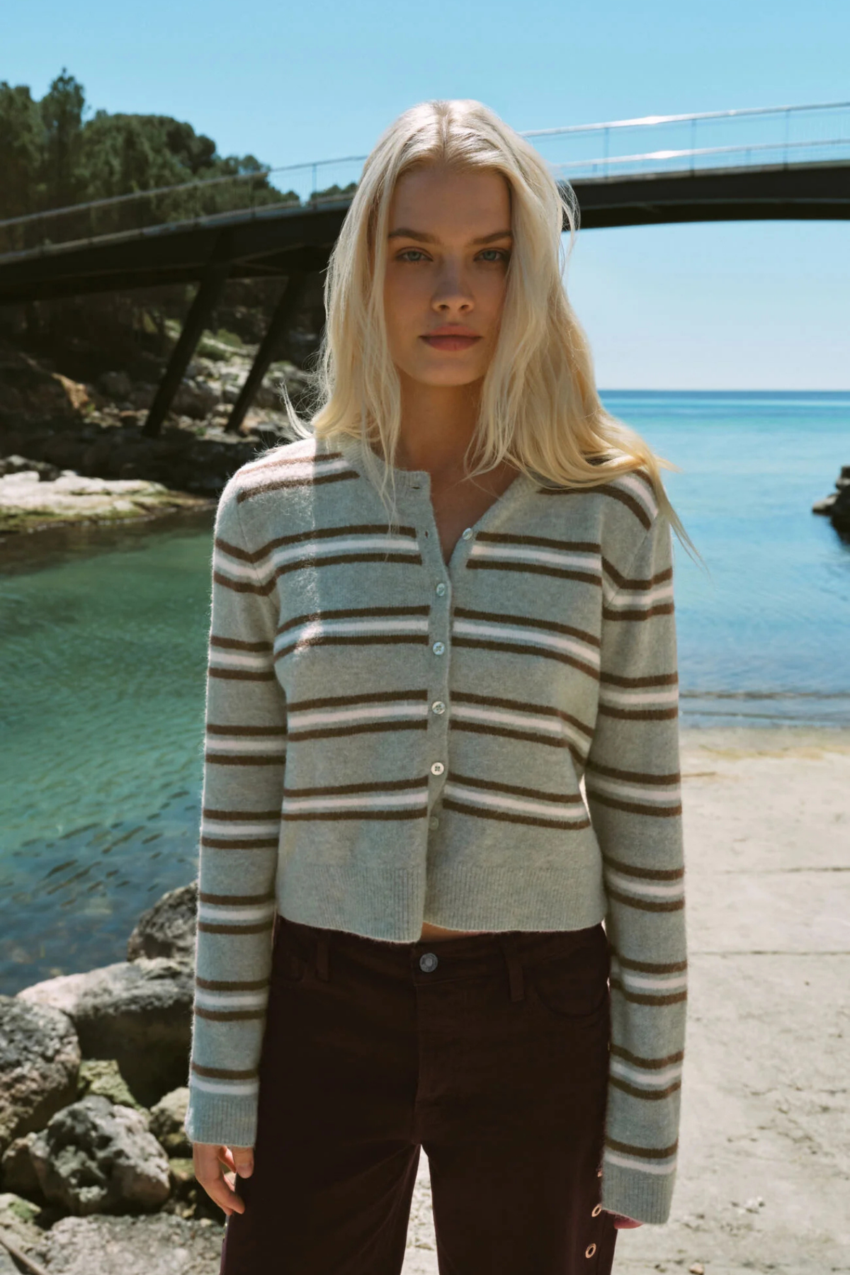 Medina Aqua Cloud Stripe Cardigan
