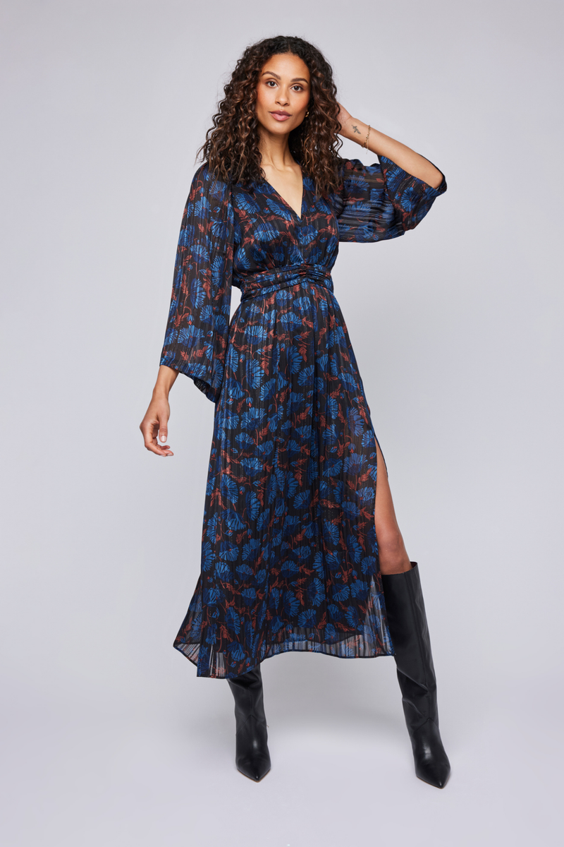 Fabienne Indigo Floral Dress