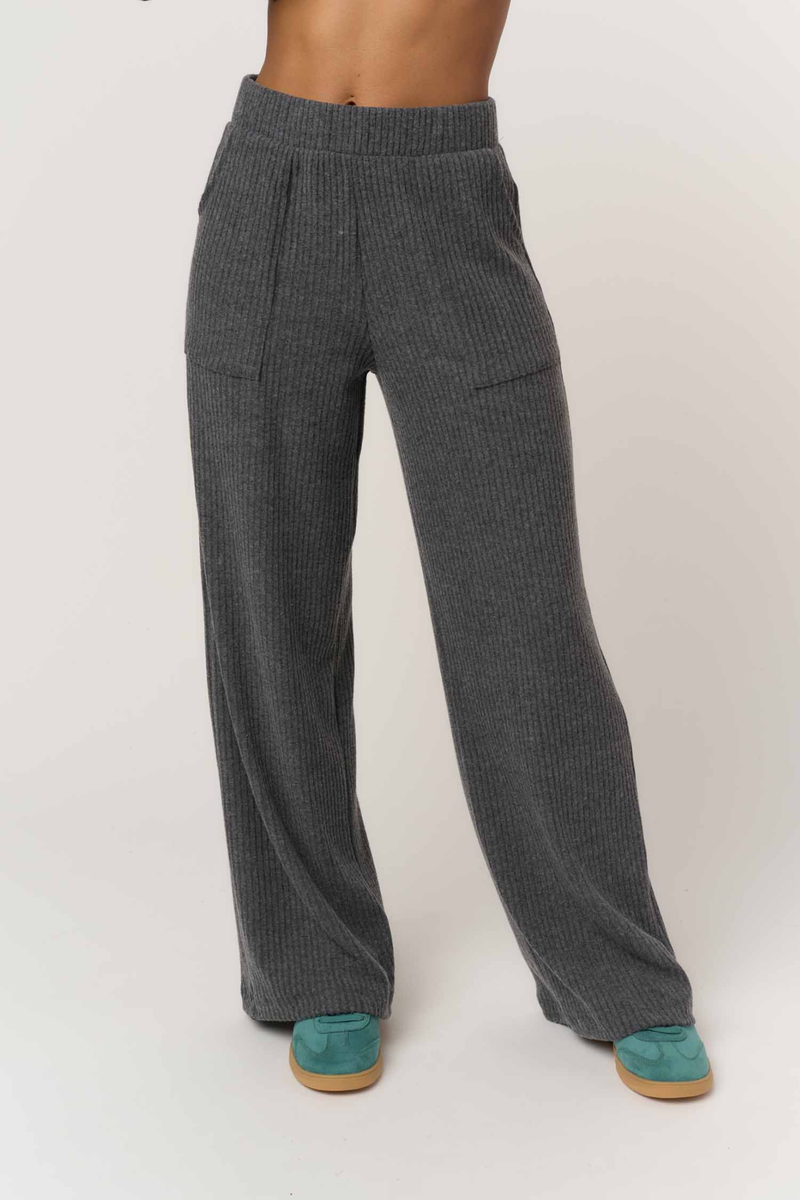 Shea Charcoal Brushed Rib Pant