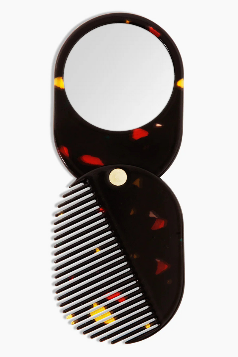 Black Amber 2-in-1 Pocket Comb Mirror