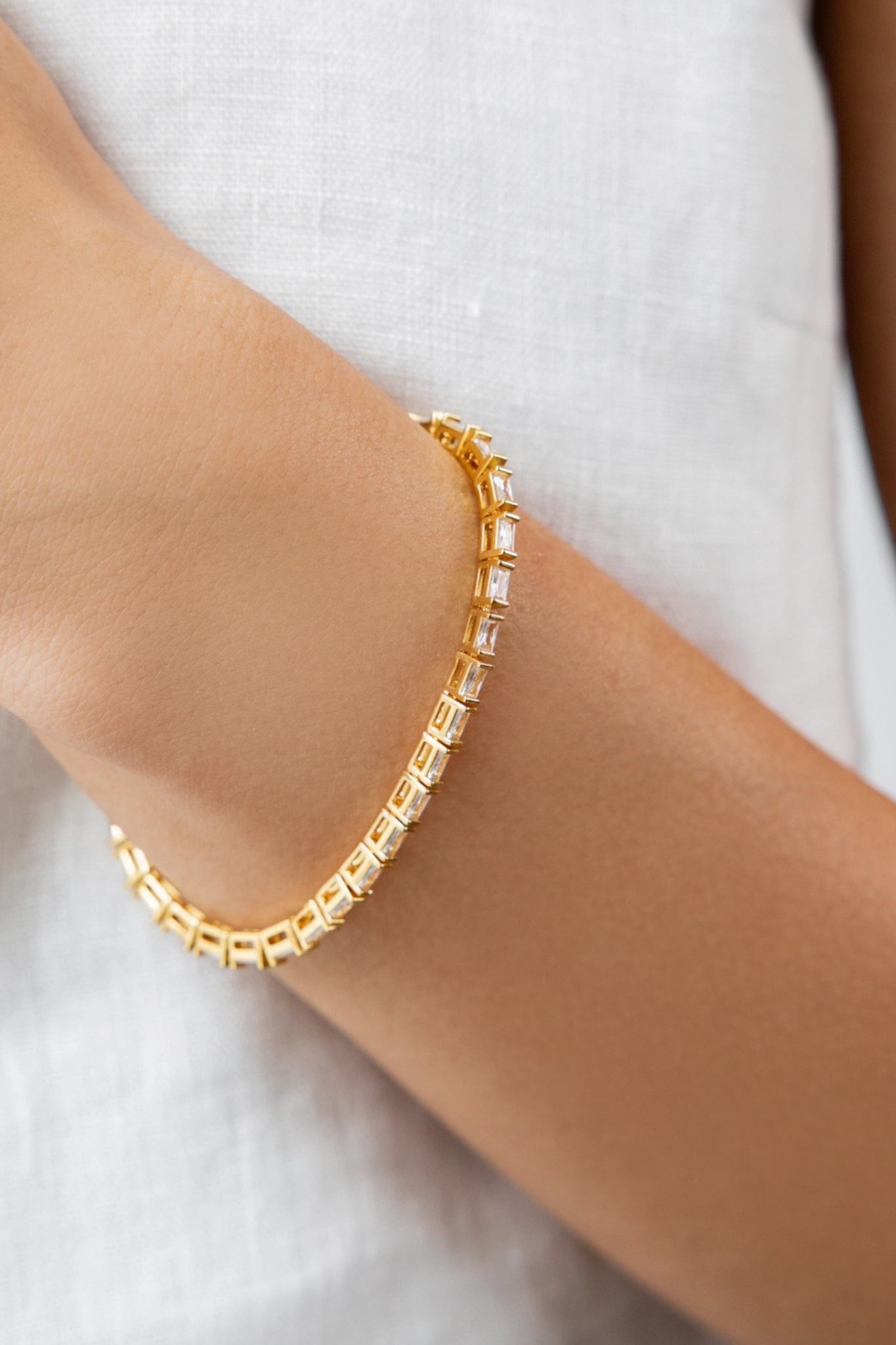 18K Gold Baguette Tennis Bracelet