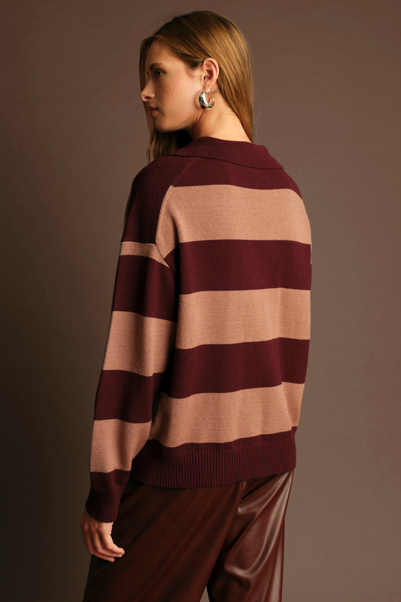 Nick Stripe Polo Sweater