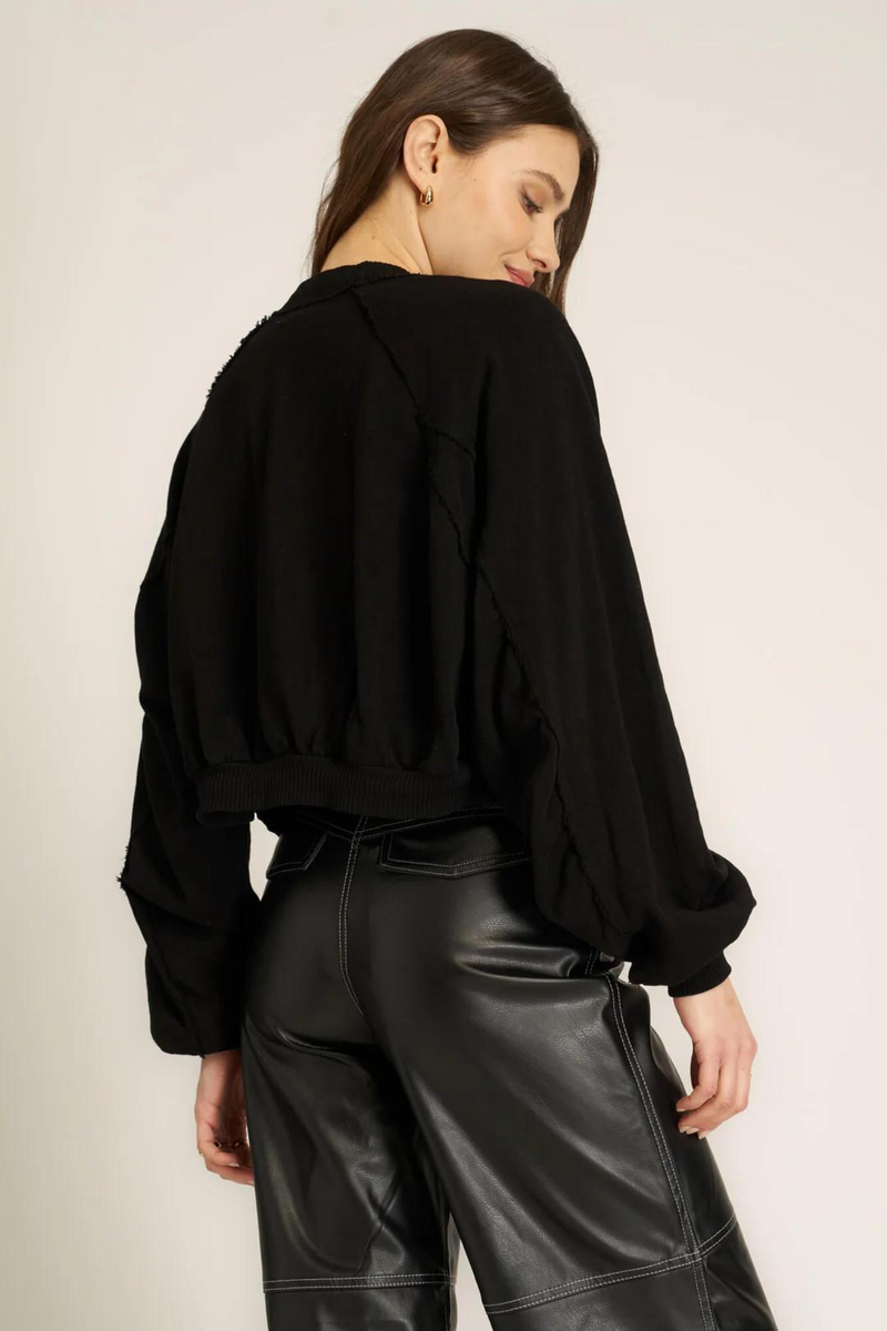 Nieves Black Seamed Shrug