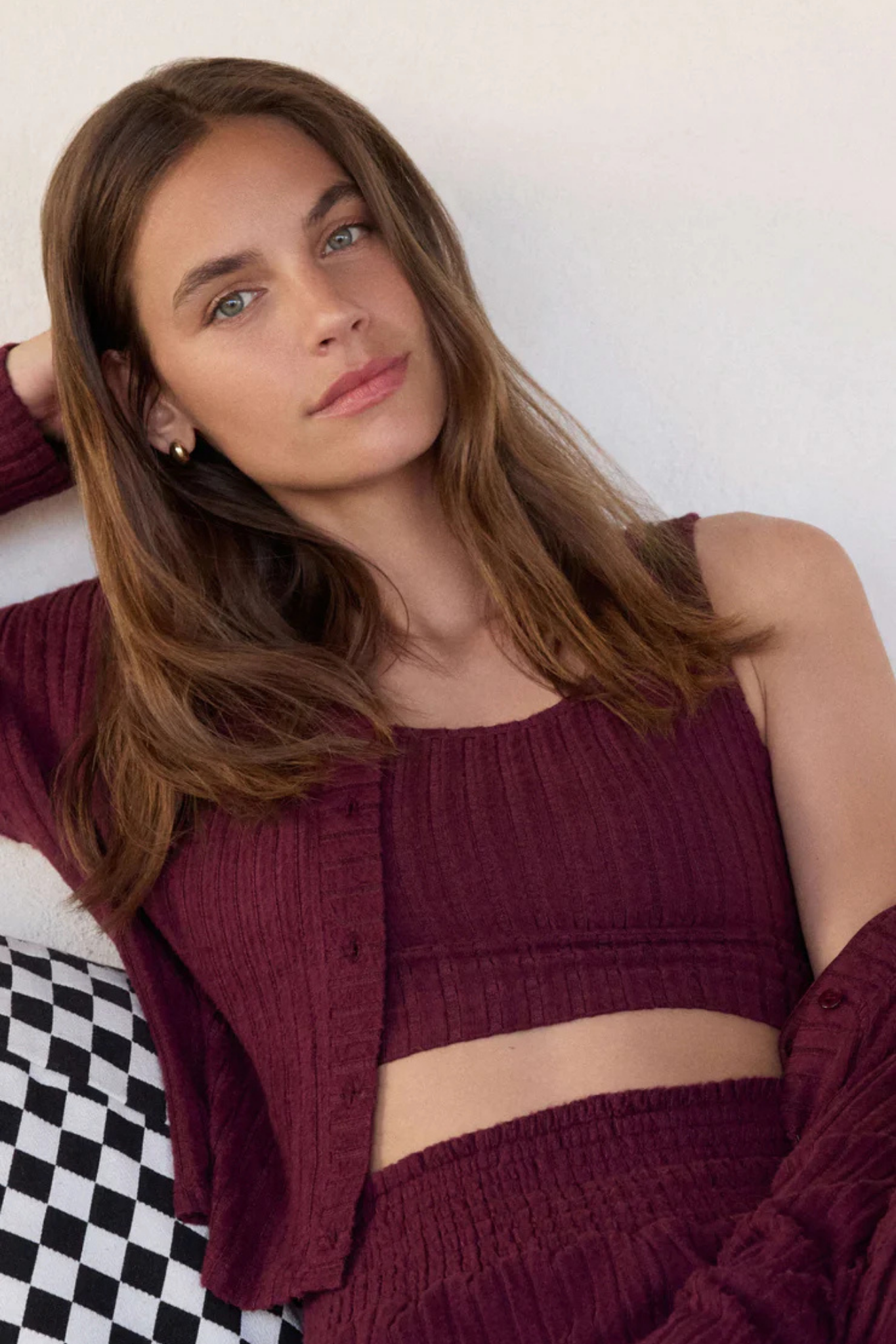 Zoe Merlot Rib Tank Bra