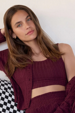 Zoe Merlot Rib Tank Bra