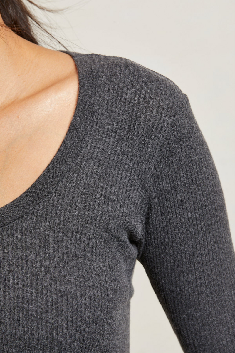 Josie Charcoal Sweater Rib Top