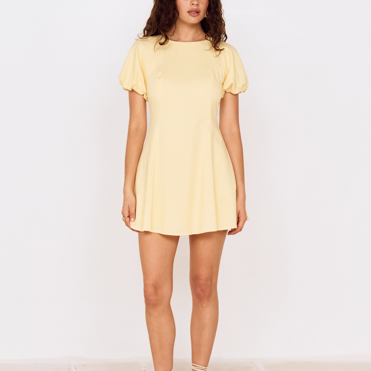 butter yellow mini dresses Grazia Dress soi:extra_glitter line dry COLOR:BROWN IVORY Plus Size Denim Overall