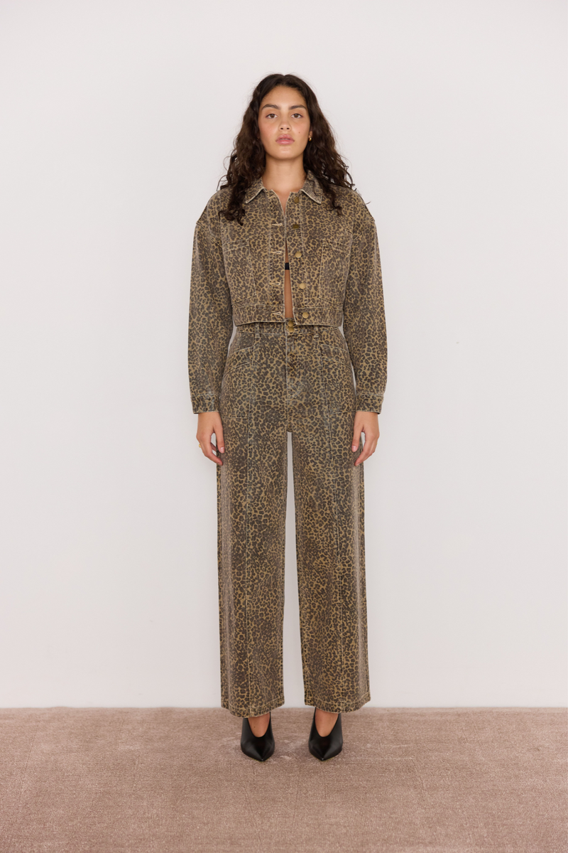 Anouk Washed Leopard Crop Jacket