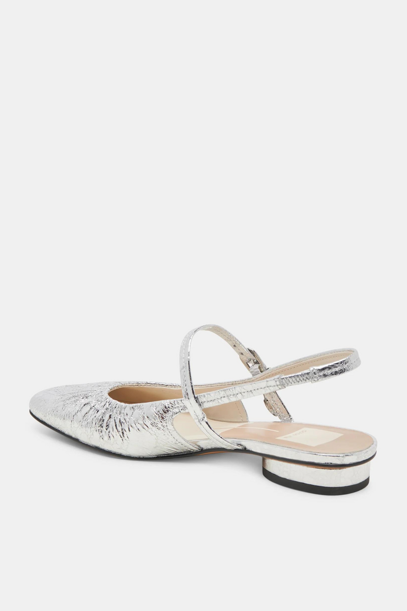 Rianne Silver Distressed Leather Flat