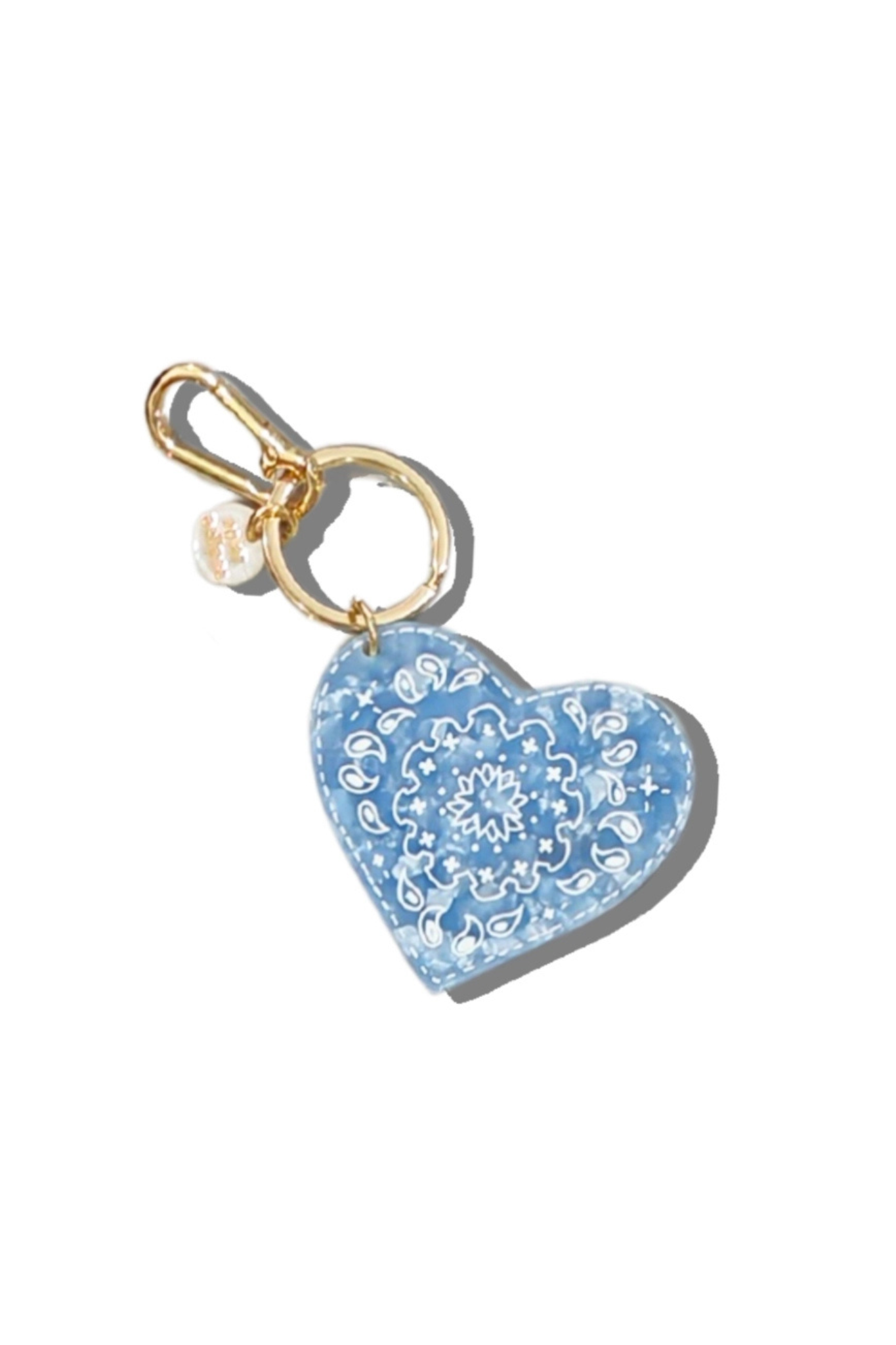 Blue Paisley Heart Bag Charm