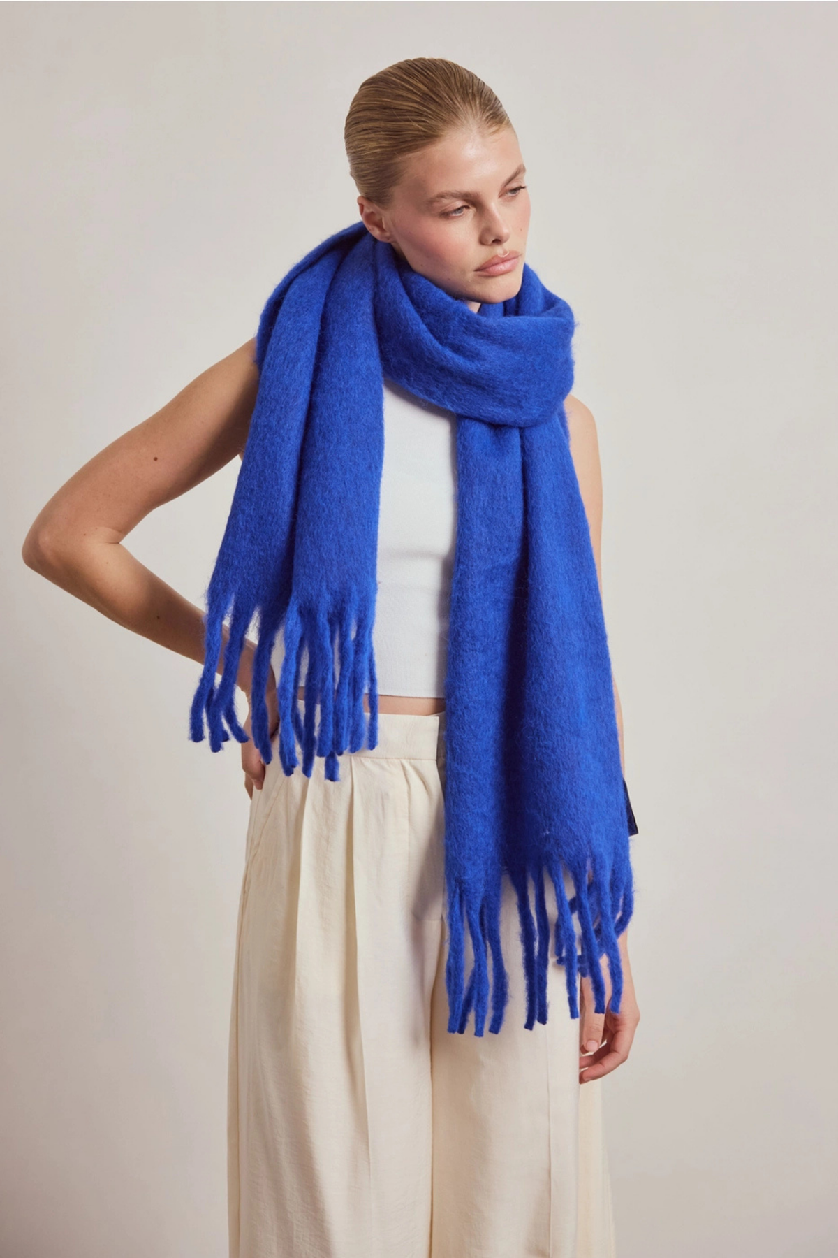 Electric Blue Wool Scarf