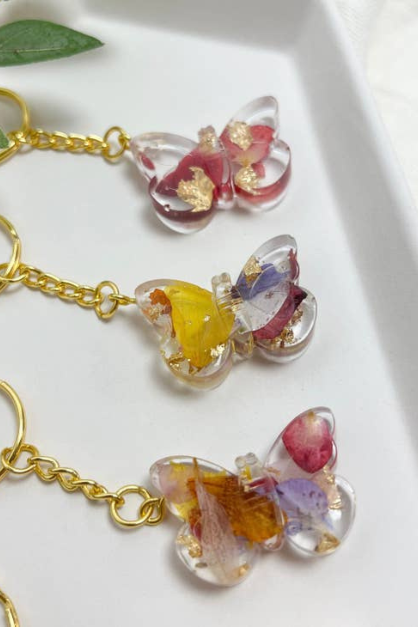 Butterfly Flower Petal Keychain
