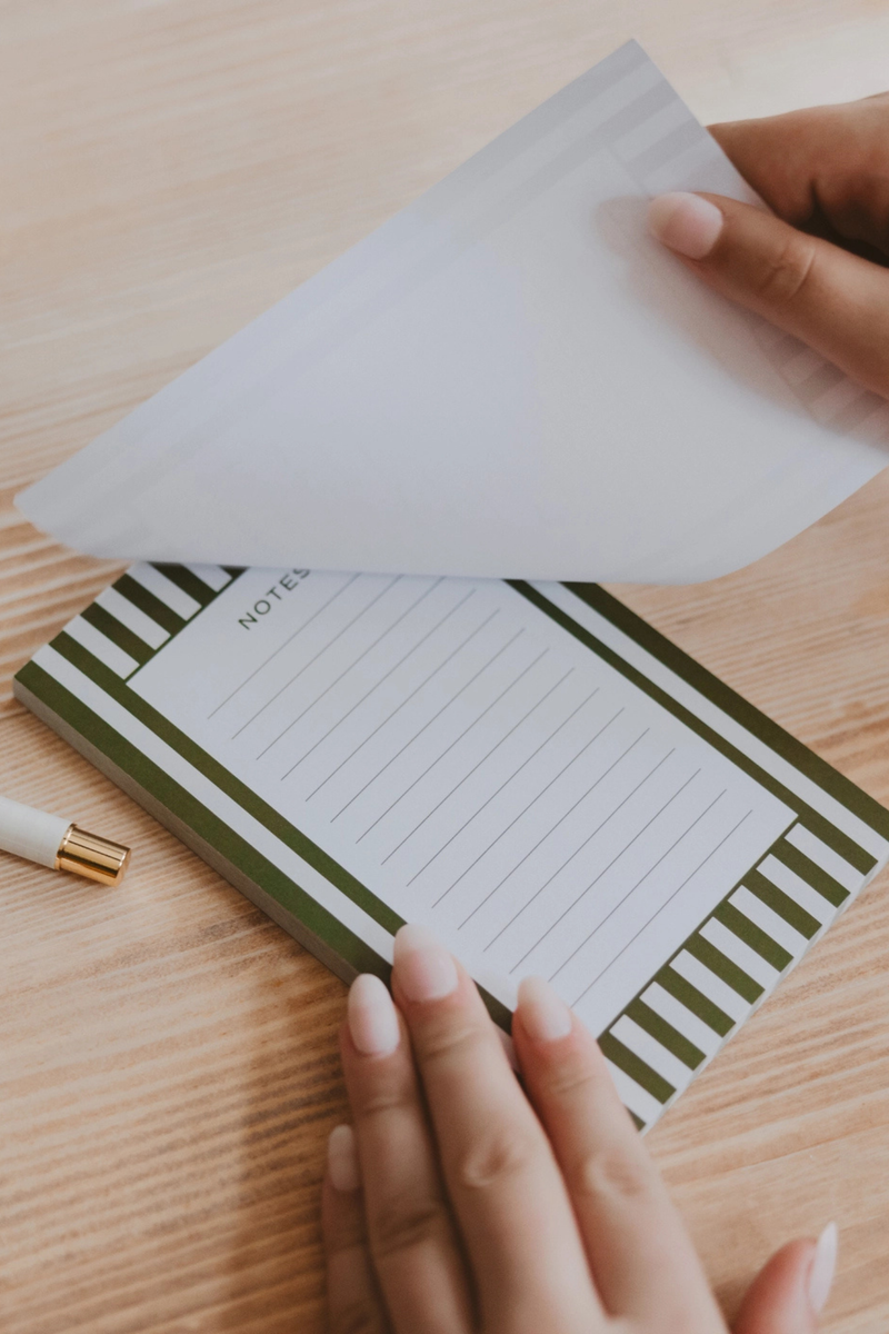 Green Striped Notepad