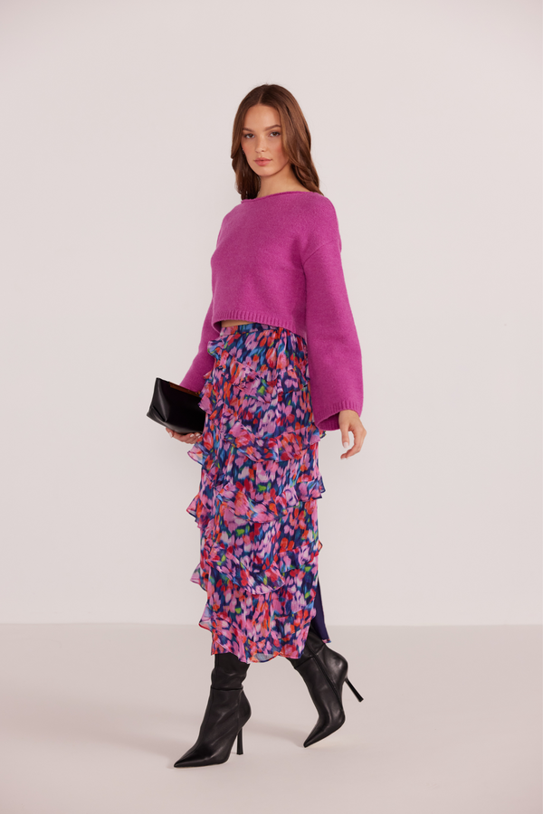 Calista Floral Frill Midi Skirt