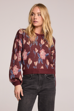 Ronnie Sangria Floral Sweater