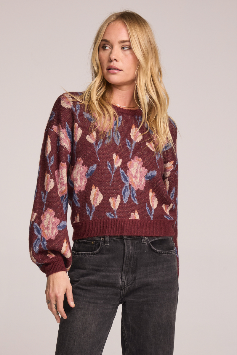 Ronnie Sangria Floral Sweater