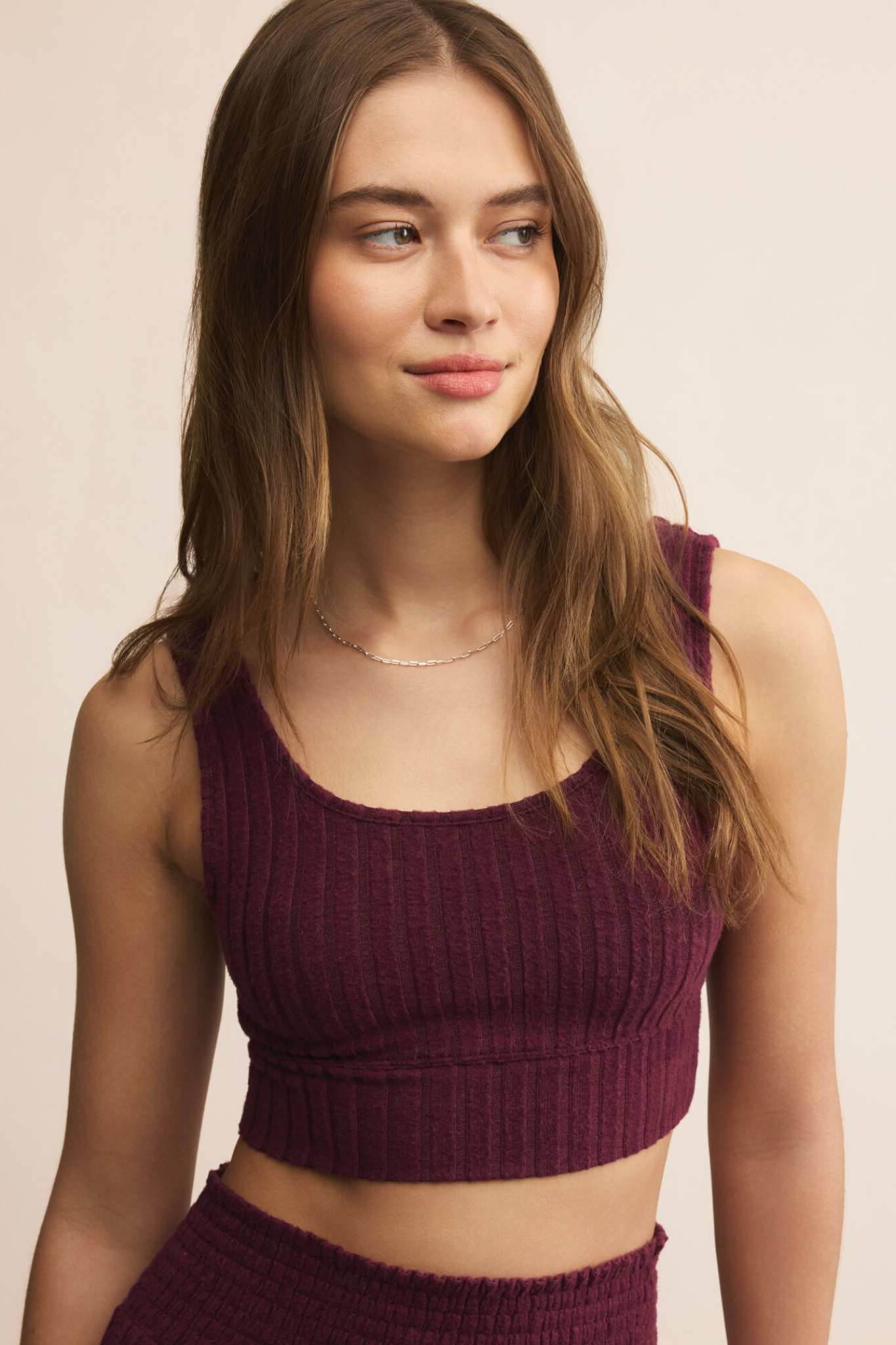 Zoe Merlot Rib Tank Bra