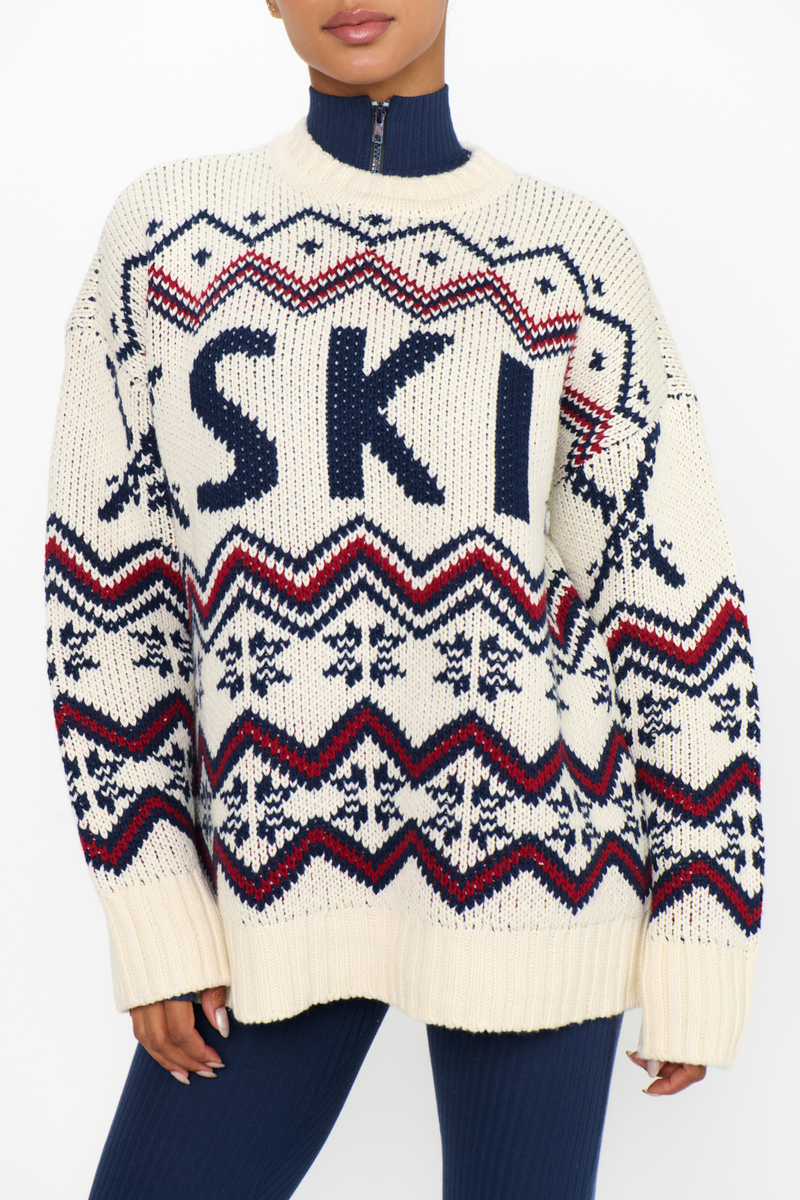 Ski In Cream Knit Sweater