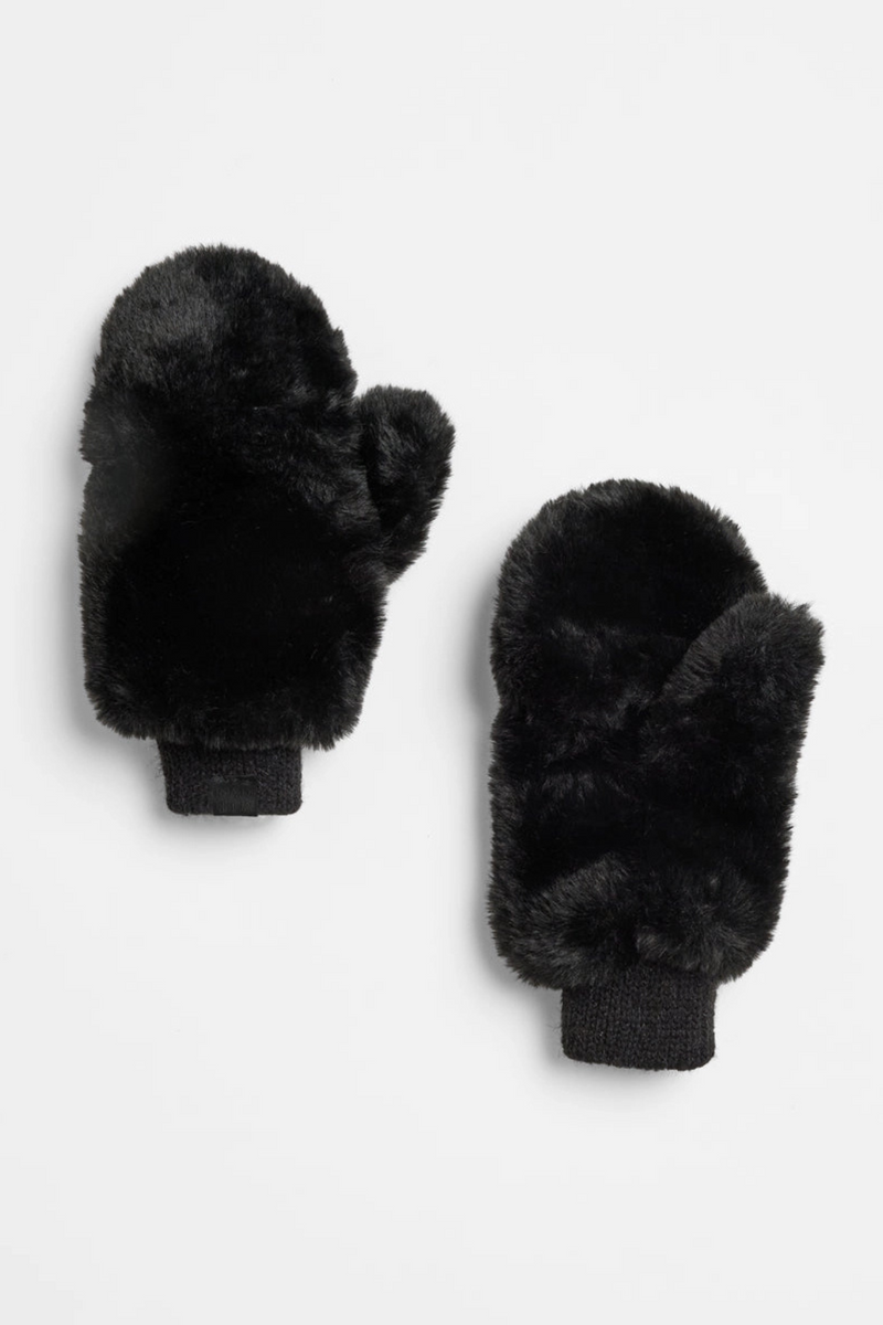 Black Faux Fur Mittens