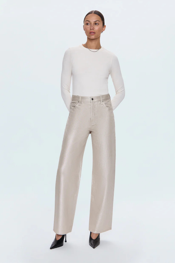 Tate Luster High Rise Bowed Wide Leg