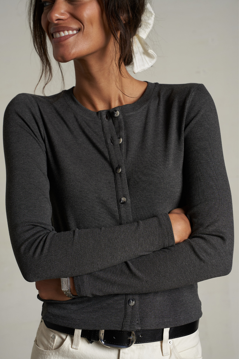 Maureen Charcoal Luxe Rib Cardigan