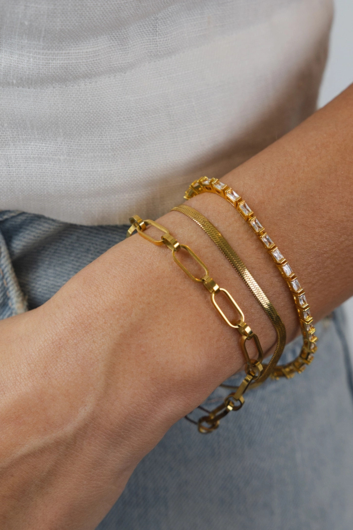 18K Gold Baguette Tennis Bracelet