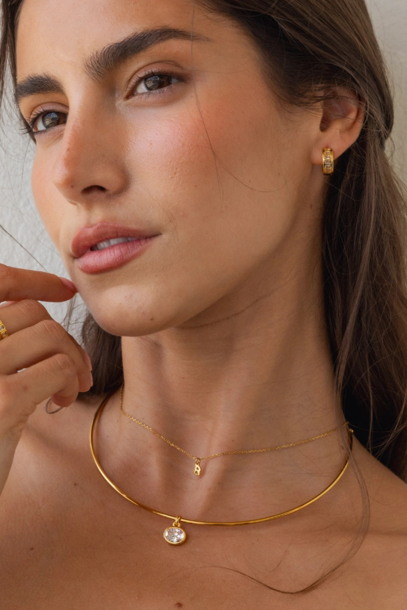18K Gold Baguette Huggie Earrings