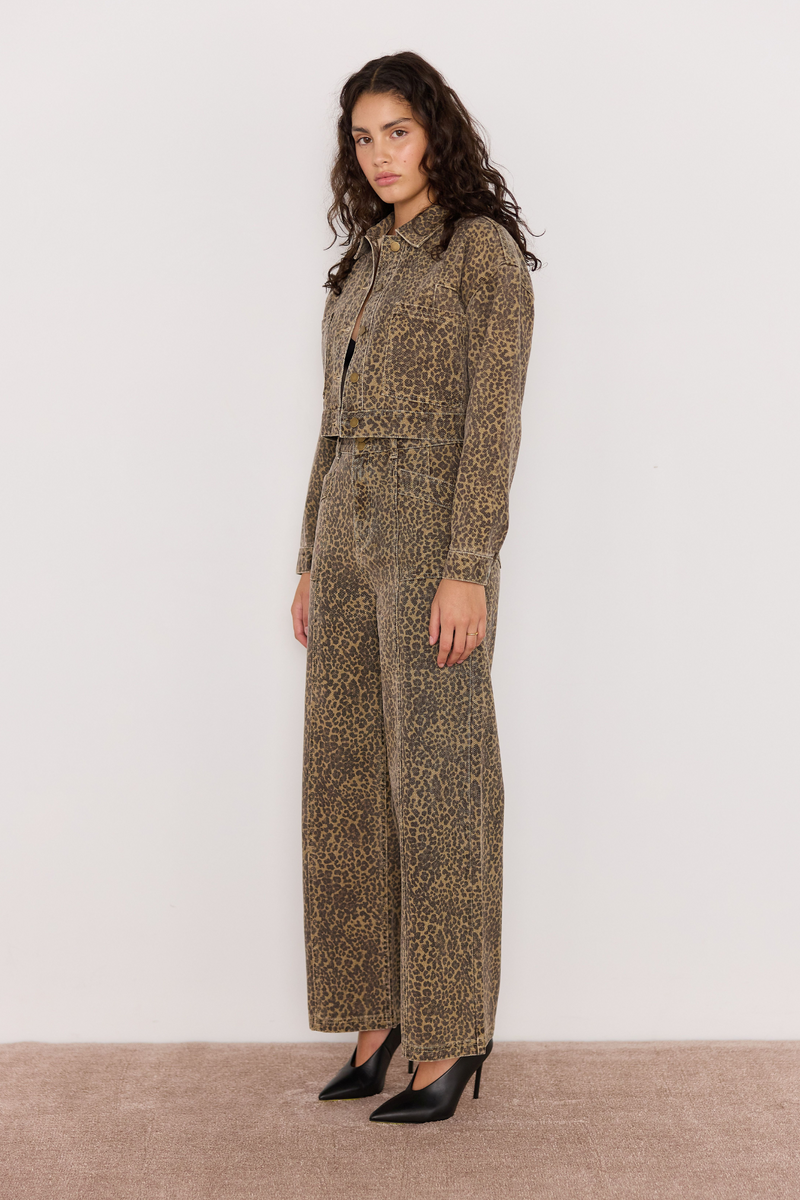 Anouk Washed Leopard Crop Jacket