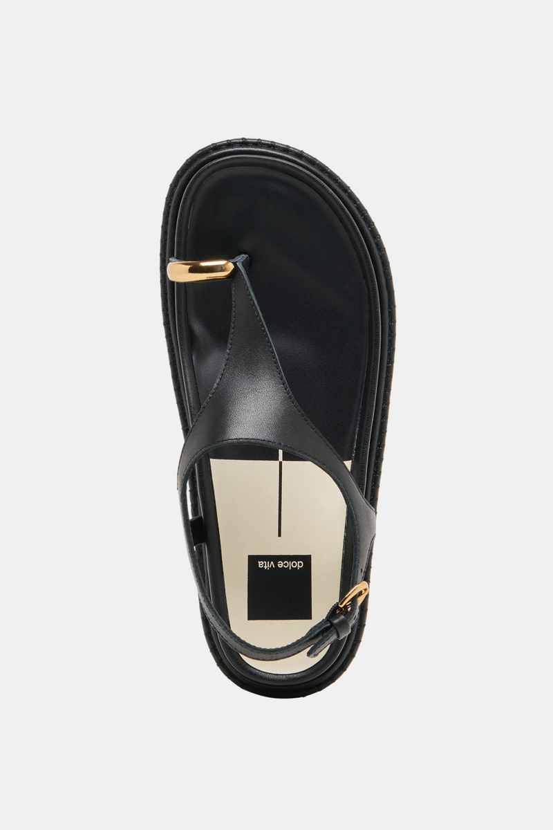 Stefan Black Leather Sandal