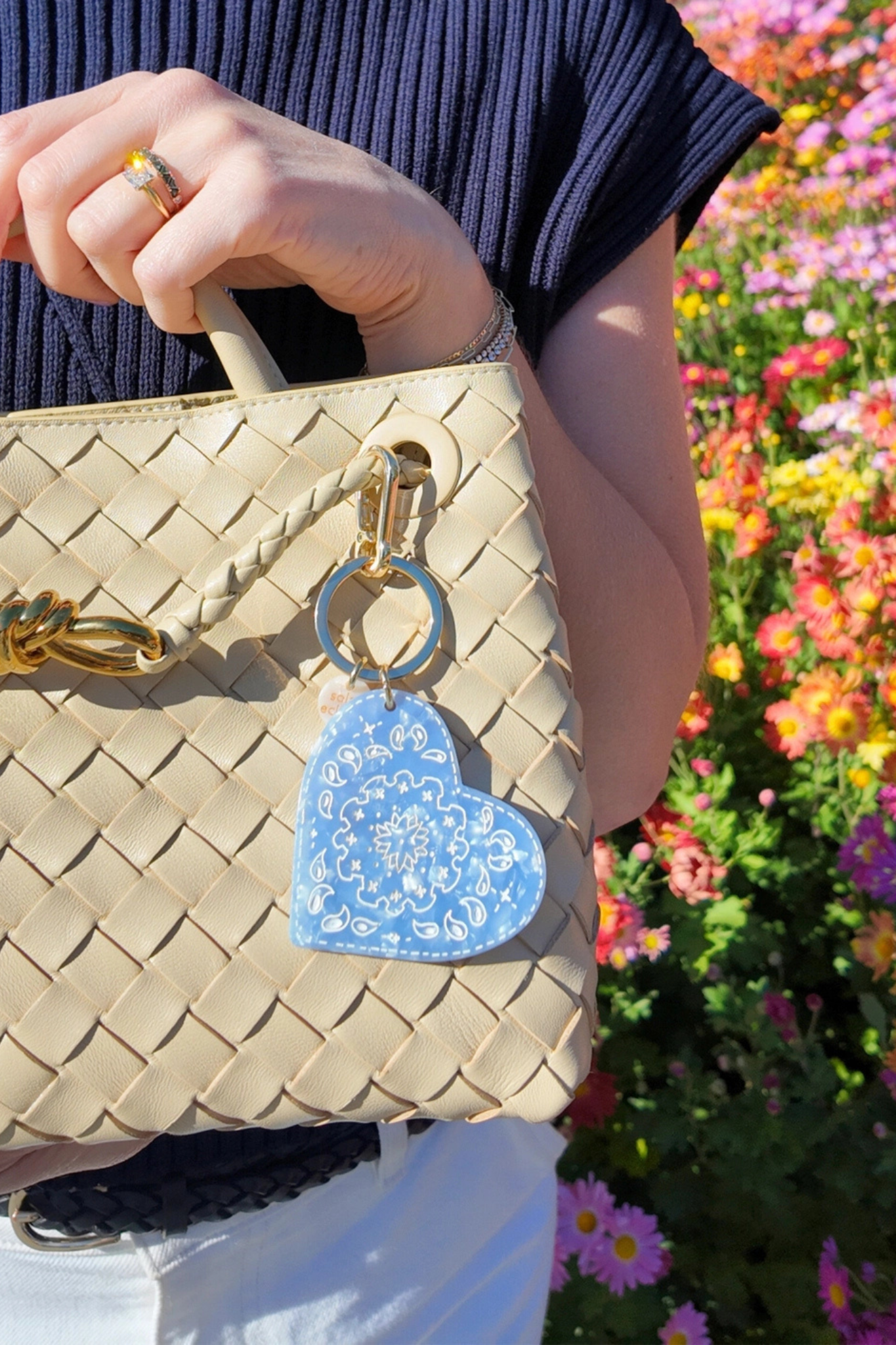 Blue Paisley Heart Bag Charm