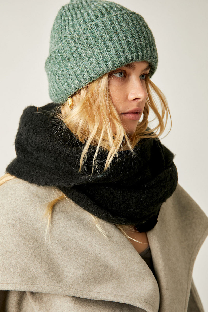 Harbor Marled Ribbed Beanie / Pine