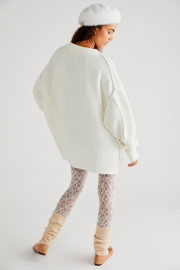 Alli Optic White V-Neck Sweater