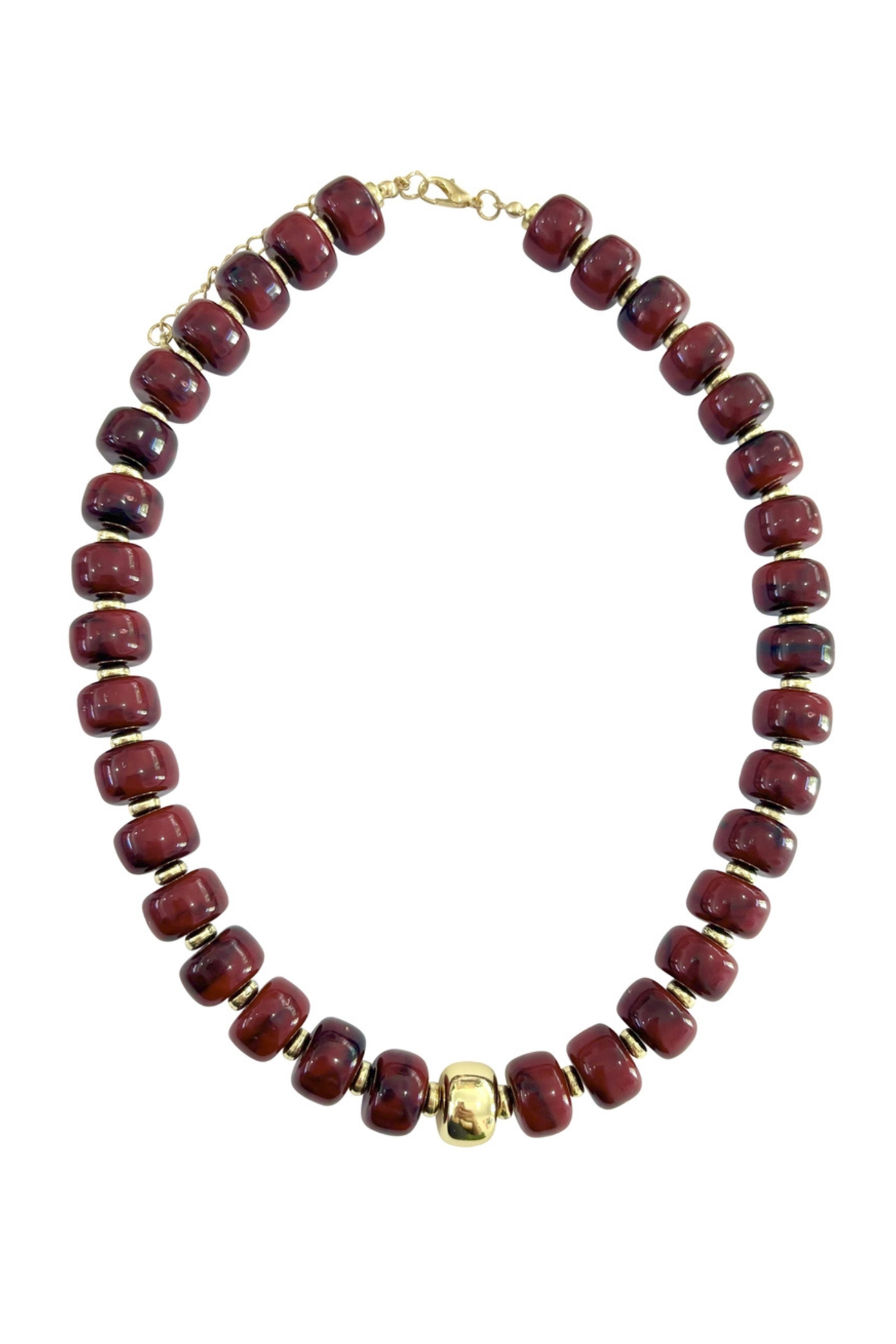 Rachel Maroon Chunky Beaded Necklace