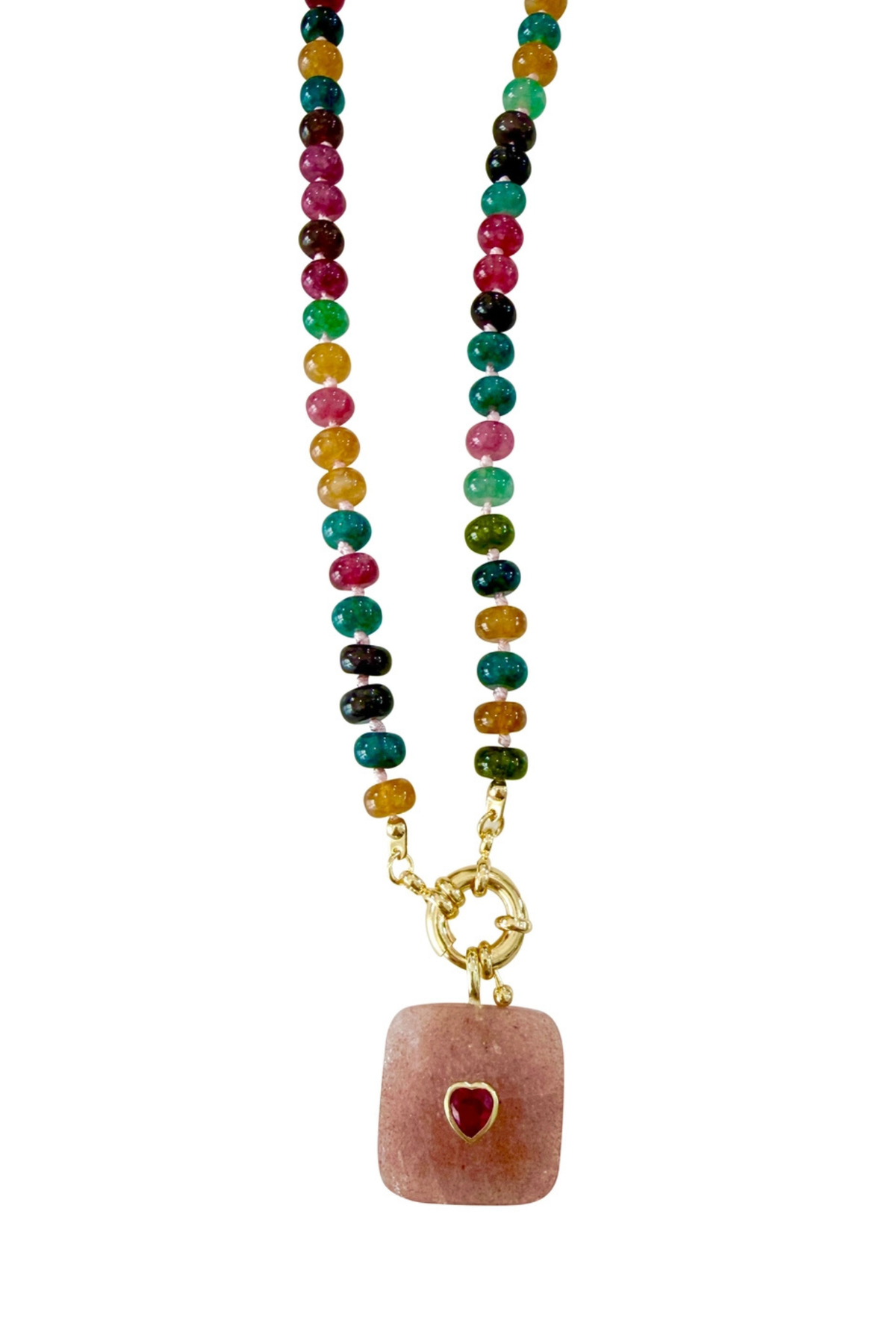 Lexi Multi Beaded Gemstone Charm Necklace