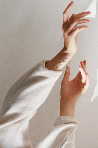 Lily & Sparrow Calligraphy Tattoo