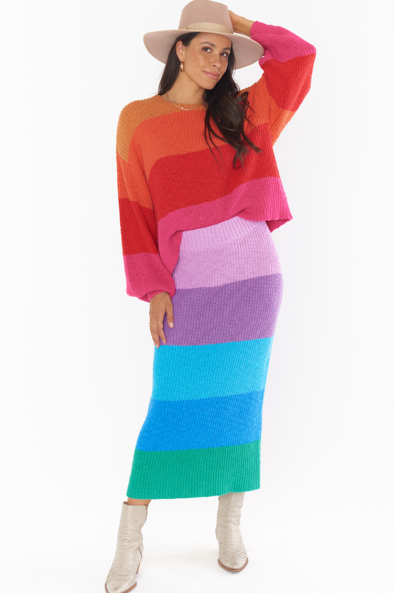 Pippa Sunset Stripe Sweater Skirt