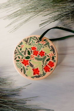 Festive Florals Ceramic Printed Ornament