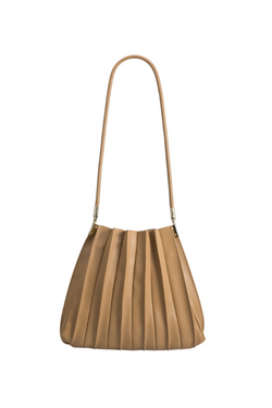 Carrie Taupe Pleated Shoulder Bag