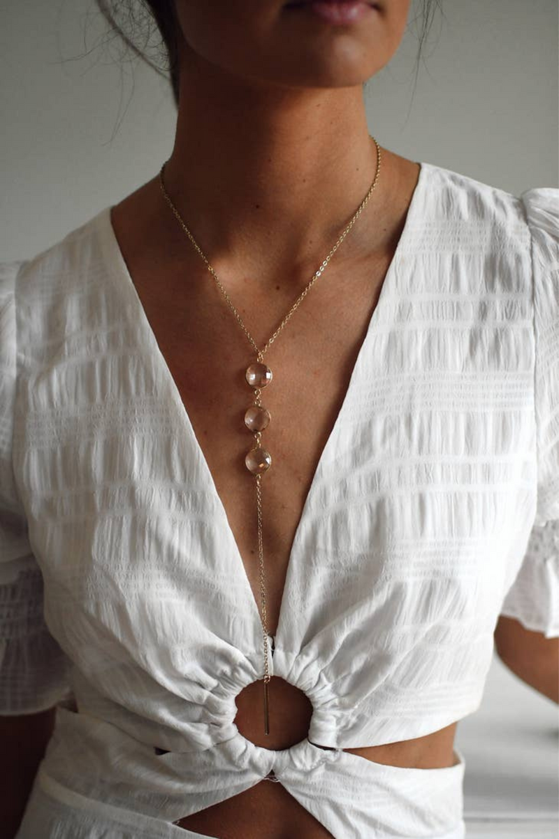 Glass Drops Lariat Necklace
