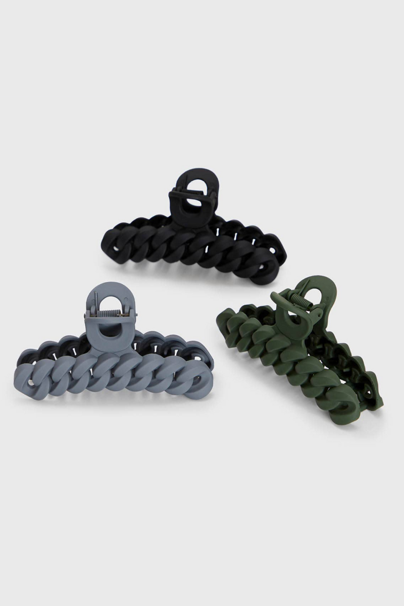 Black/Moss Chain Claw Clip Set (3pc)