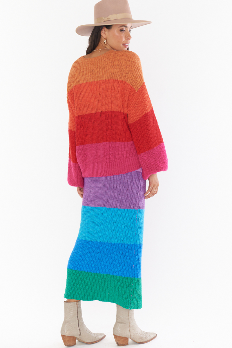 Pippa Sunset Stripe Sweater Skirt
