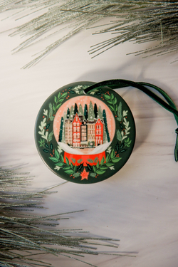 Snowglobe Ceramic Printed Ornament