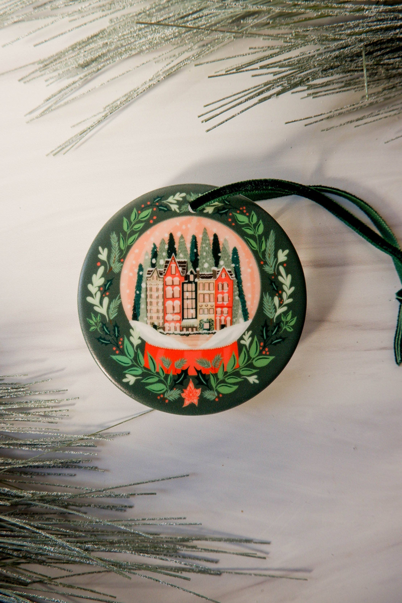 Snowglobe Ceramic Printed Ornament